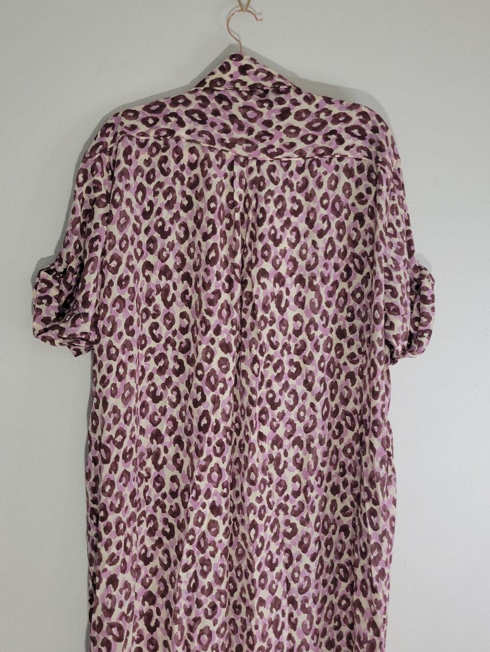 ZIMMERMANN DRESS XL/XXL Leopard Print Button-Front Shirt Dress in Pink - Picture 4 of 8